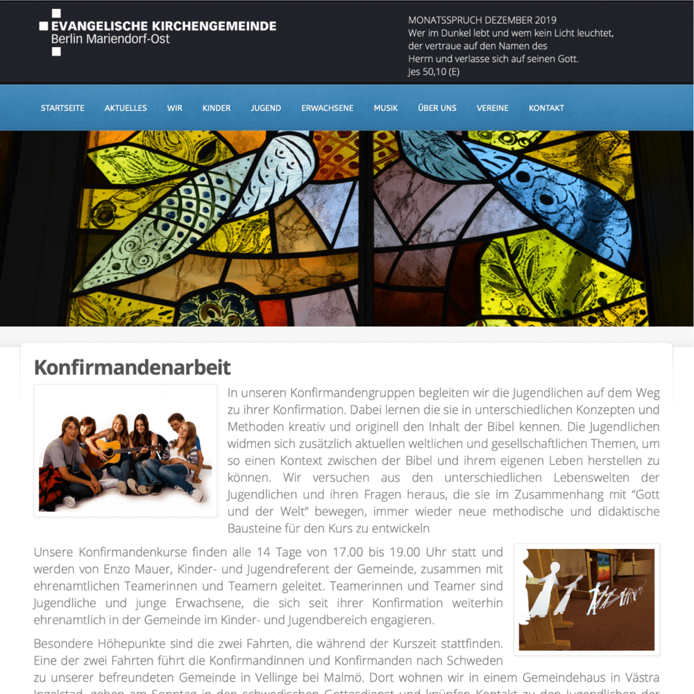 Website for the Church Mariendorf-Ost